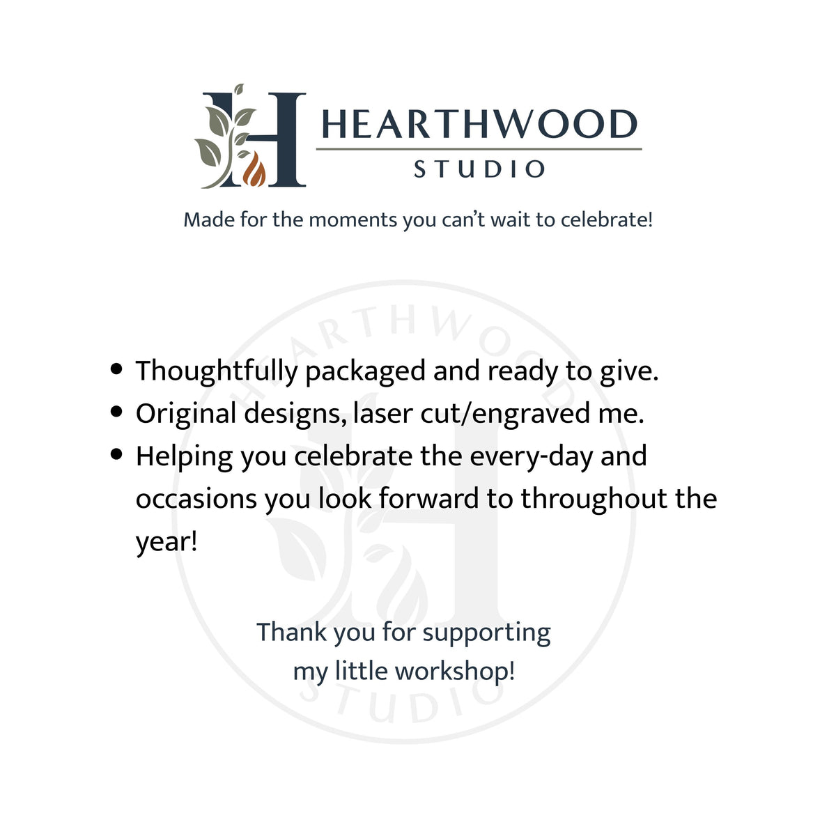 Hearthwood Studio packaging and product information